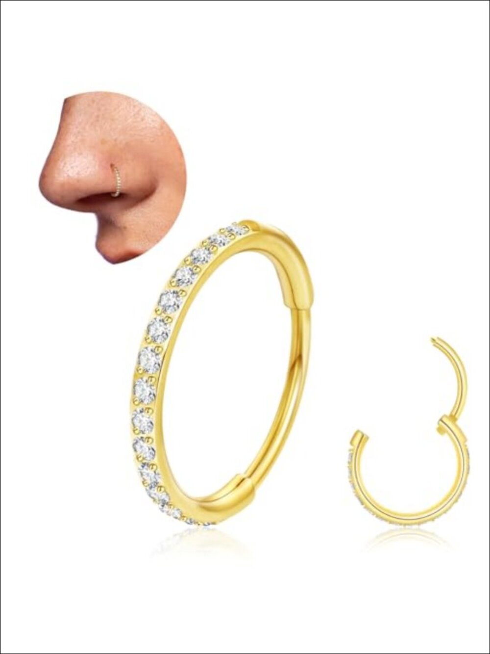 Titanium Hinged Clicker Nose Ring Hoop Cartilage Earring 20G 18G